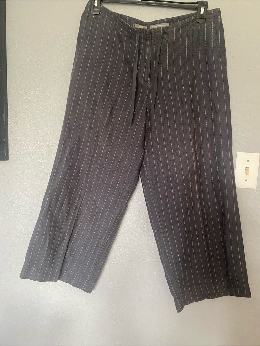 J. Jill Grey Pinstripe Wide-Leg Drawstring Pants